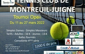 Tournoi de Tennis du 11 au 27 mars 2022 : BADMINTON limité